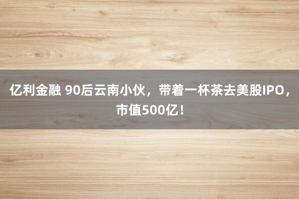 亿利金融 90后云南小伙，带着一杯茶去美股IPO，市值500亿！